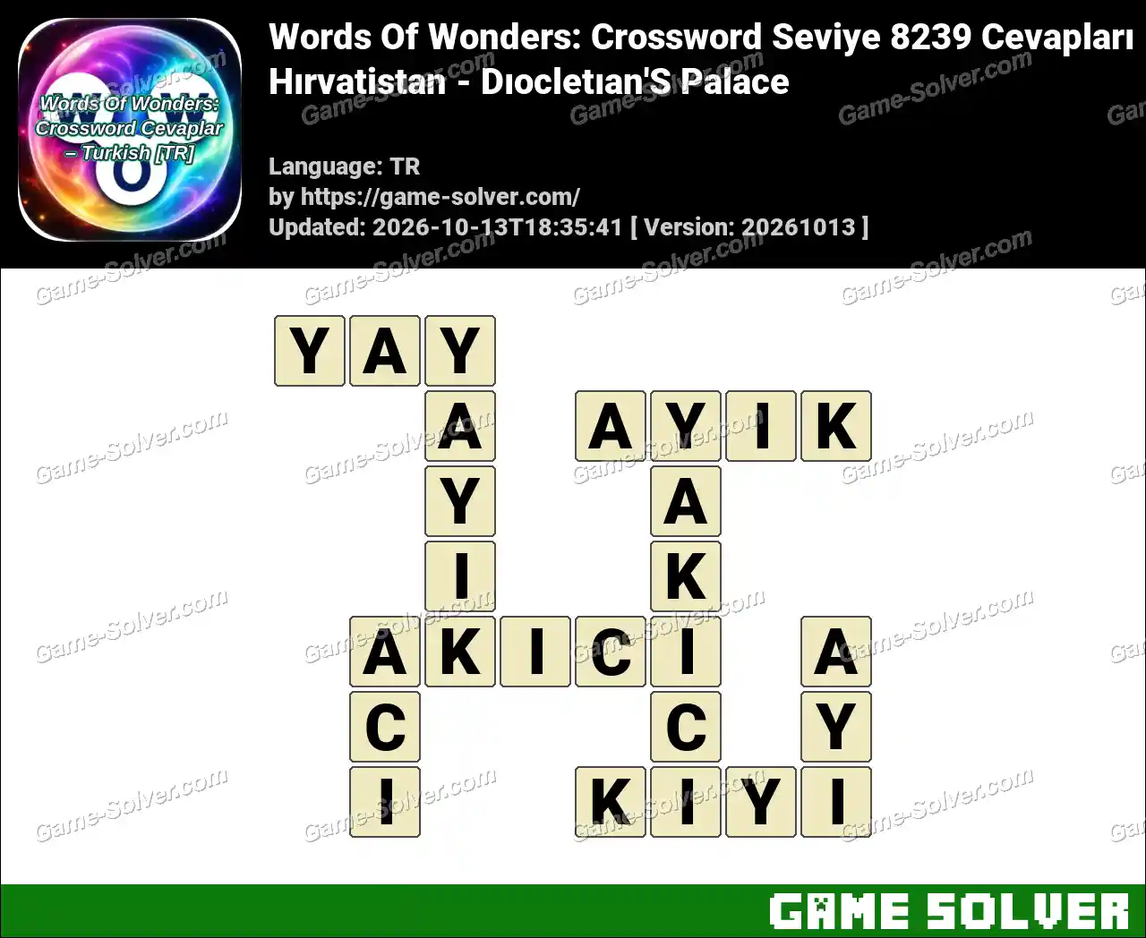 Words Of Wonders: Crossword Seviye 8239 Cevapları – Hırvatistan – Dıocletıan’S Palace